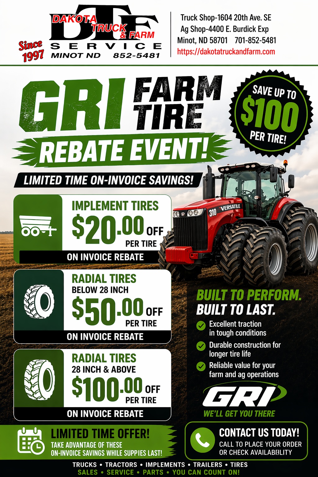 GRI Farm Tire Rebate Event