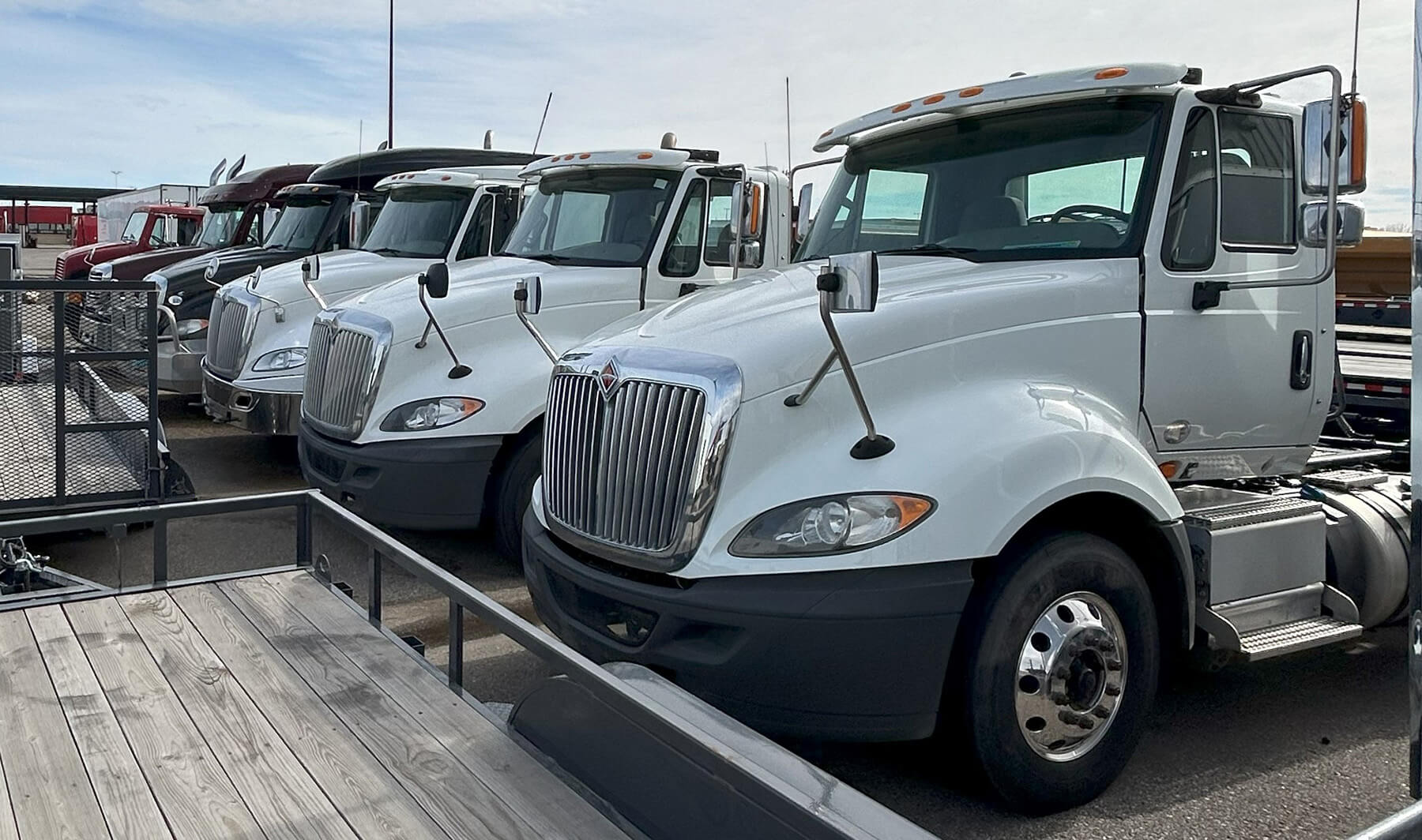 Trucks lined up in a row